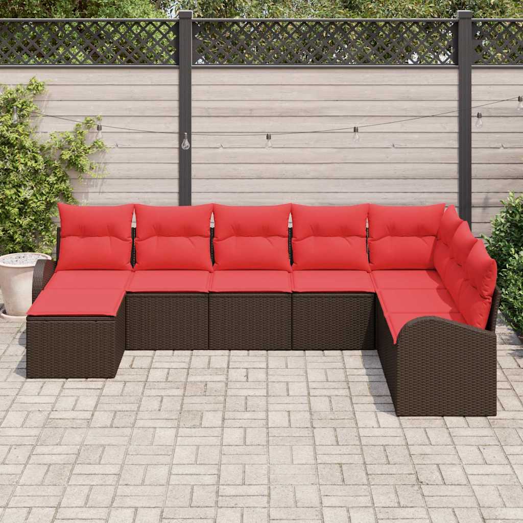 Havesofa Sæt 8 pcs Brun Poly rattan