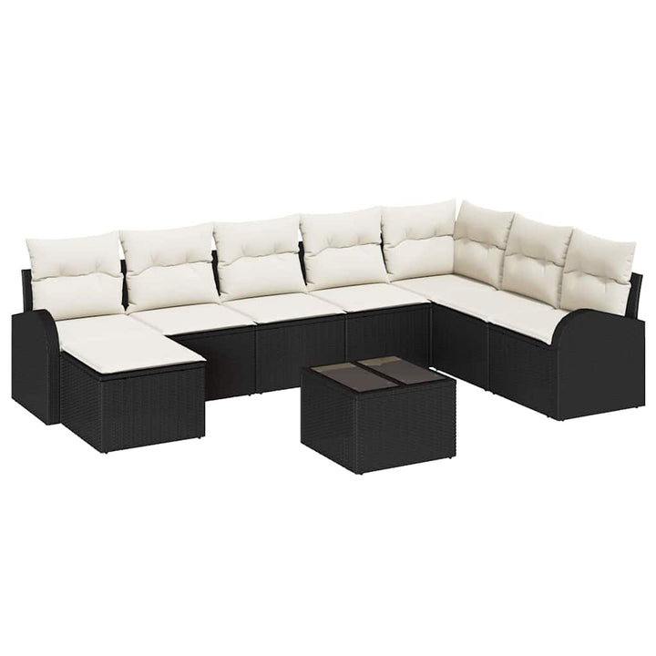 Havesofa Sæt 9 stk. Sort [Syntetisk]: Poly Rattan