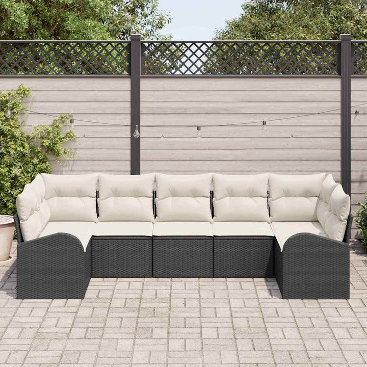 Havesofa Sæt 7 stk. Sort [Syntetisk]: Poly Rattan