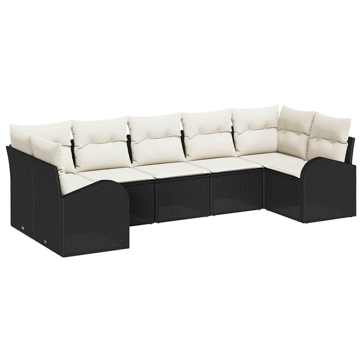 Havesofa Sæt 7 stk. Sort [Syntetisk]: Poly Rattan