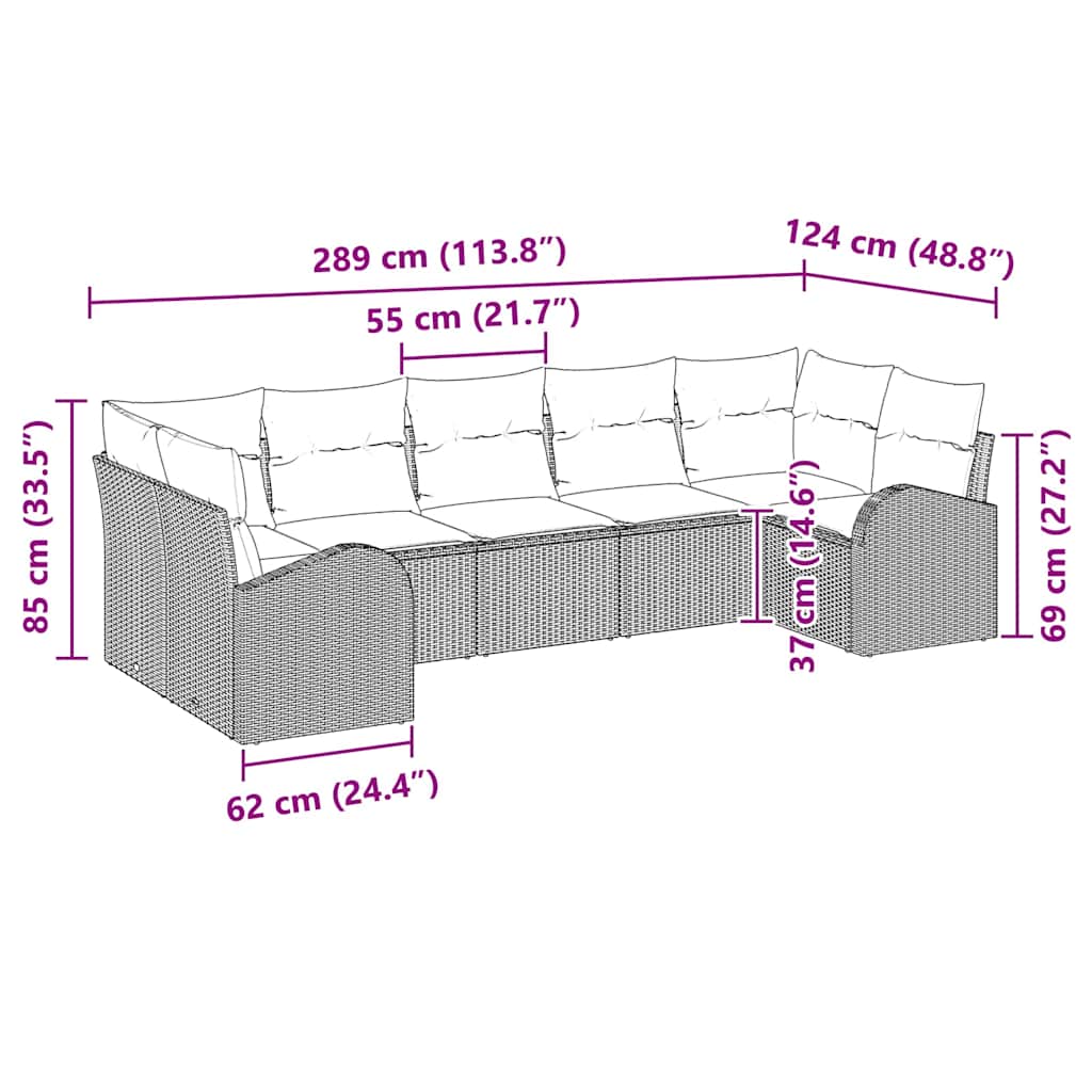 Havesofa Sæt 7 stk. Sort [Syntetisk]: Poly Rattan