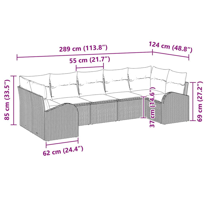 Havesofa Sæt 7 stk. Sort [Syntetisk]: Poly Rattan