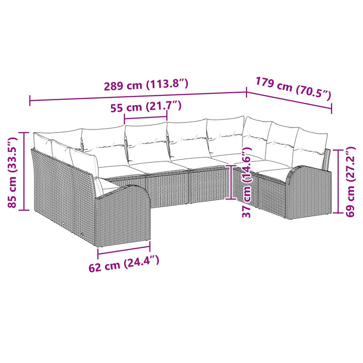 Sofa Sæt med pude Brun Poly Rattan