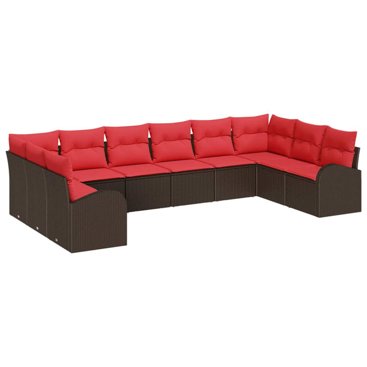 Sofa Sæt med pude 10 pcs Brun polyrattan