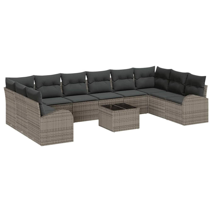 Sofa Sæt med pude 11 pcs Grå Polyrattan