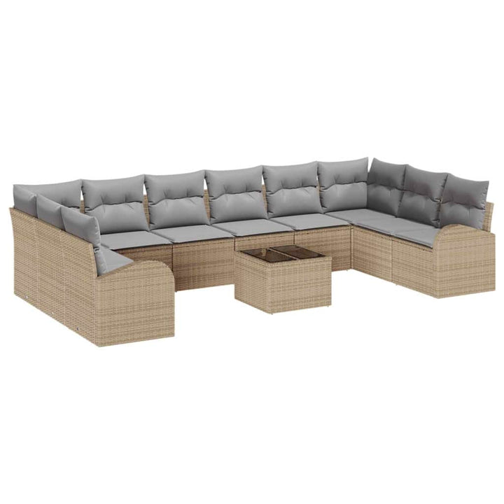 Sofa Sæt med pude 11 pcs Beige Polyrattan