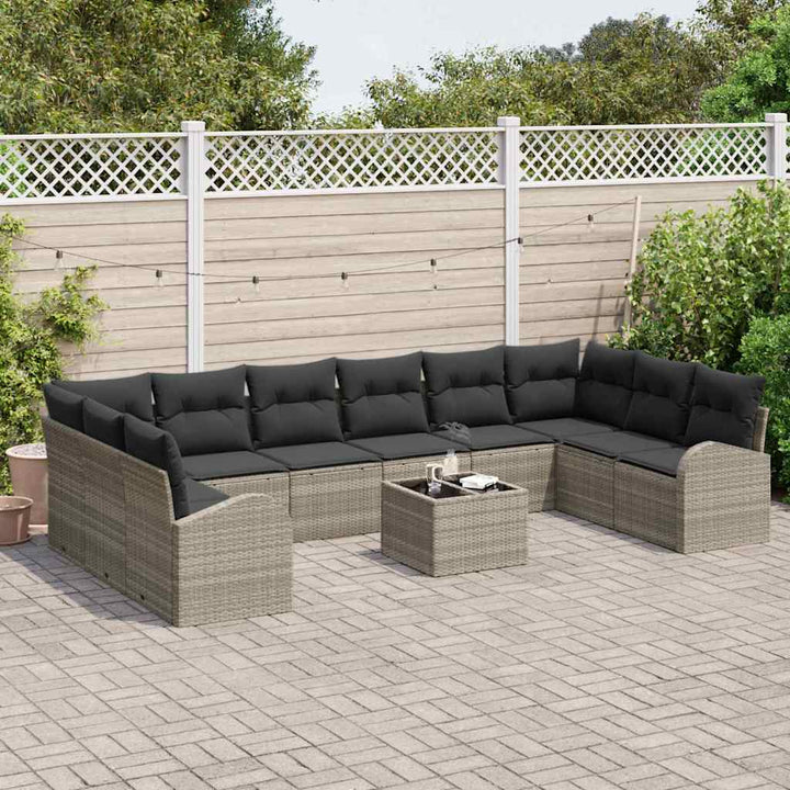 Sofa Sæt med pude 11 pcs Lysegrå Polyrattan