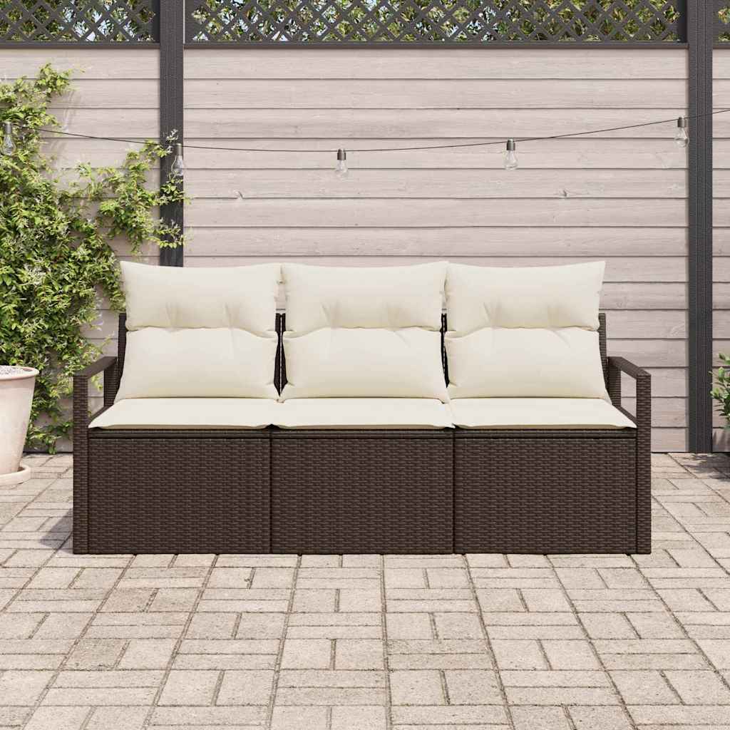 Sofa Sæt 3 pcs Brun polyrattan