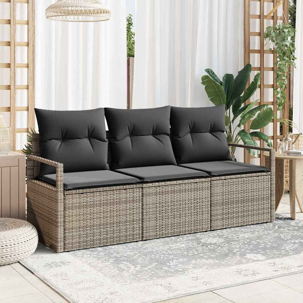 Sofa Sæt 3 pcs Grå polyrattan