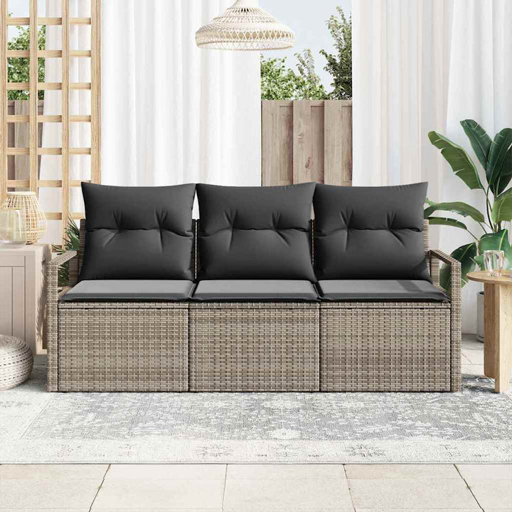 Sofa Sæt 3 pcs Grå polyrattan