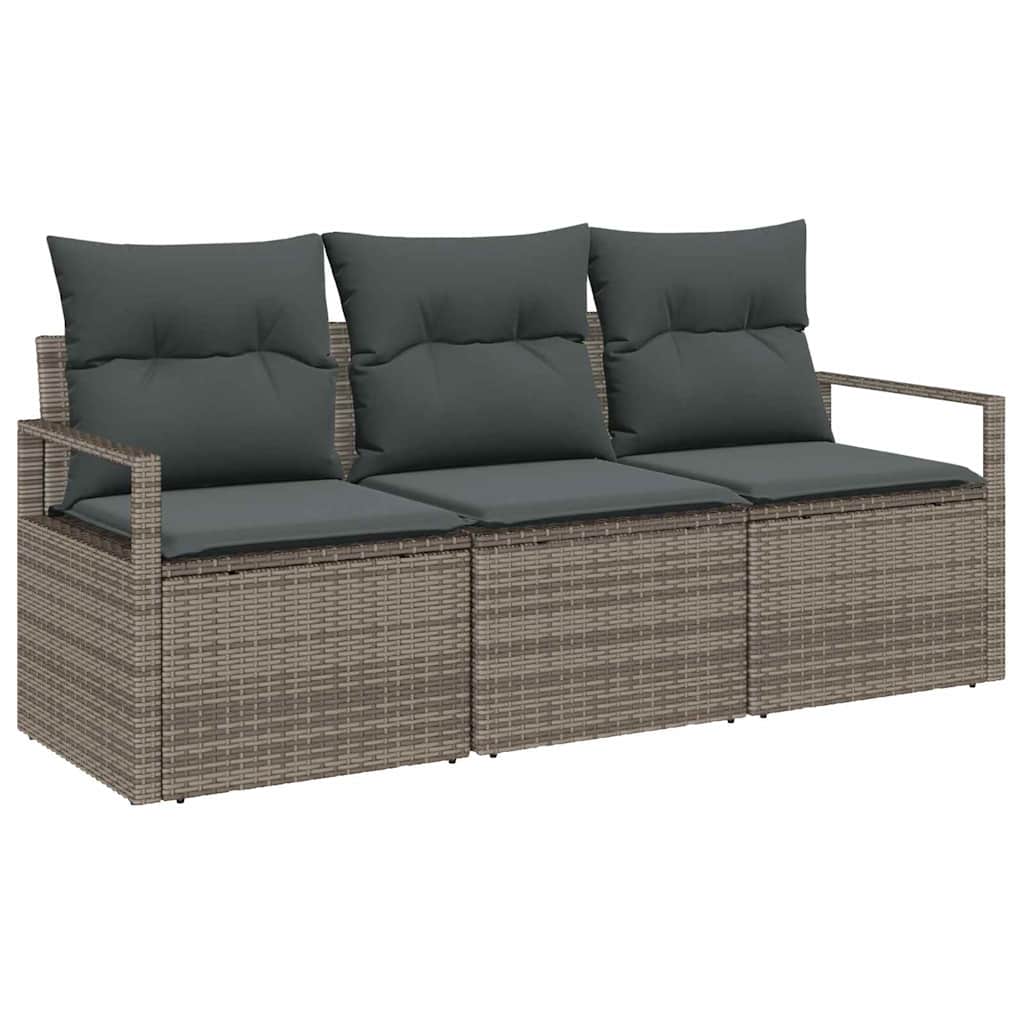 Sofa Sæt 3 pcs Grå polyrattan