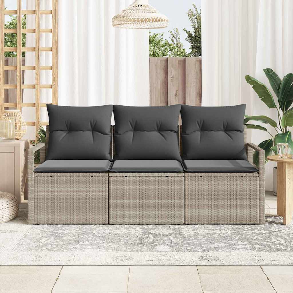Sofa Sæt 3 pcs Lysegrå polyrattan
