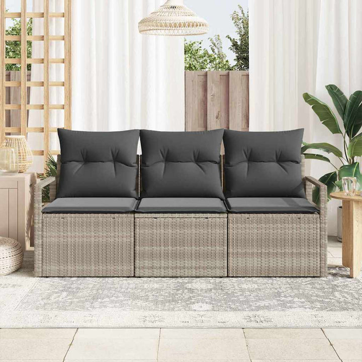 Sofa Sæt 3 pcs Lysegrå polyrattan