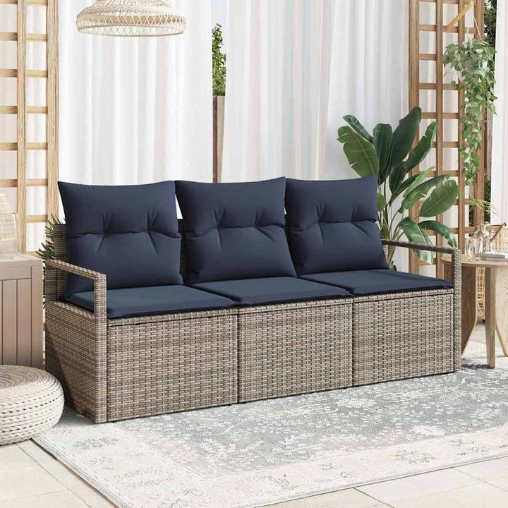 Sofa Sæt 3 pcs Grå polyrattan