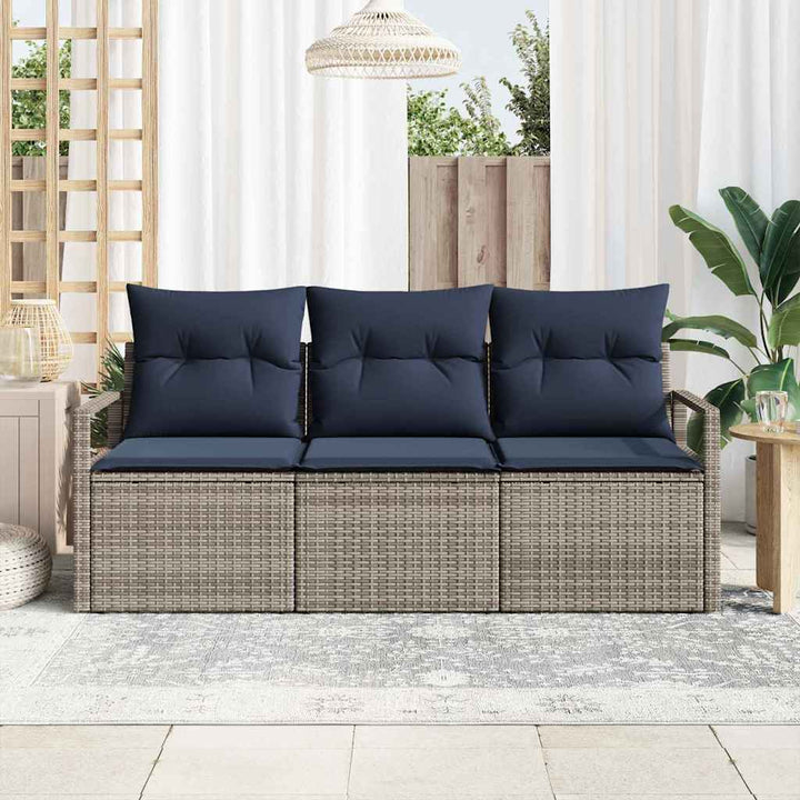 Sofa Sæt 3 pcs Grå polyrattan