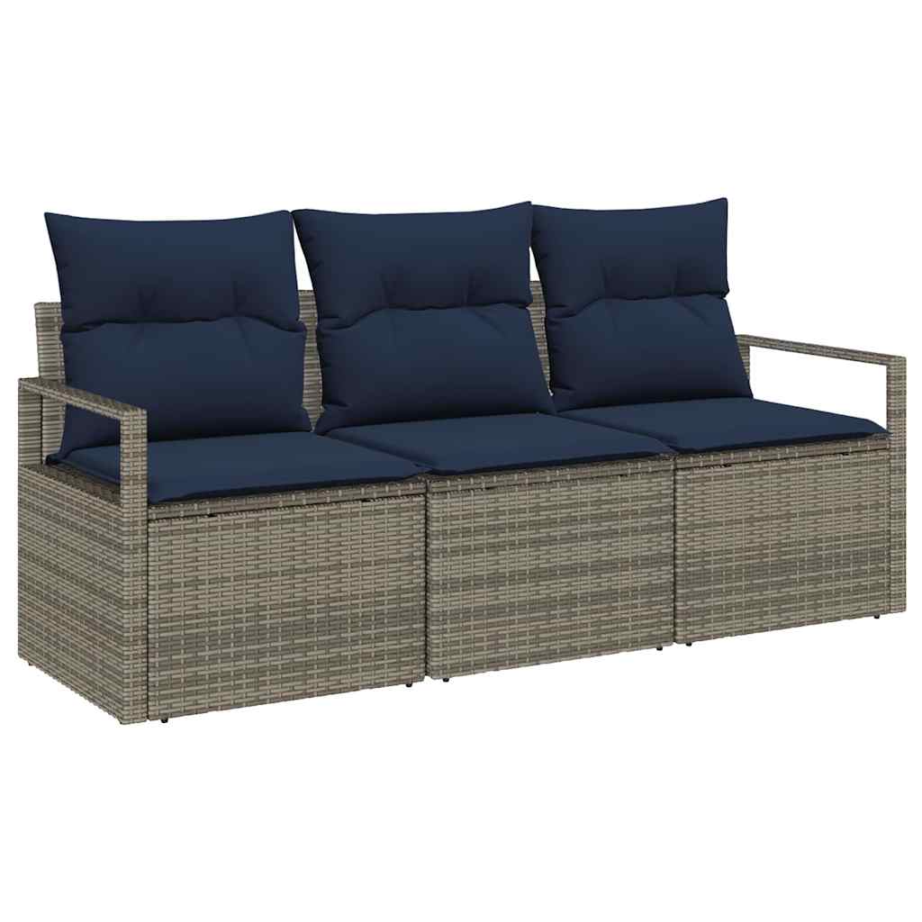 Sofa Sæt 3 pcs Grå polyrattan