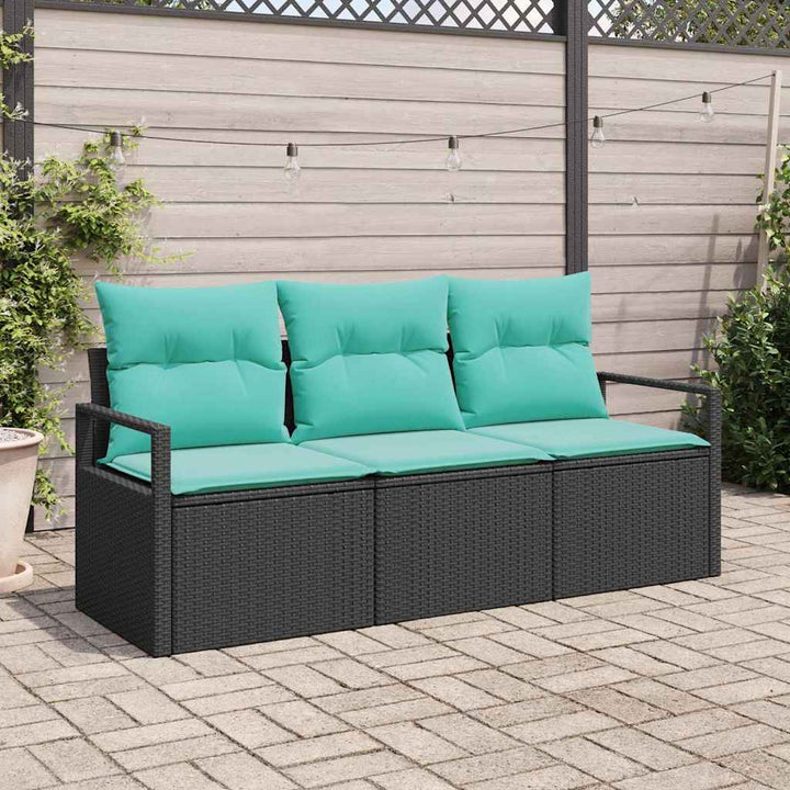 Sofa Sæt 3 pcs Sort polyrattan