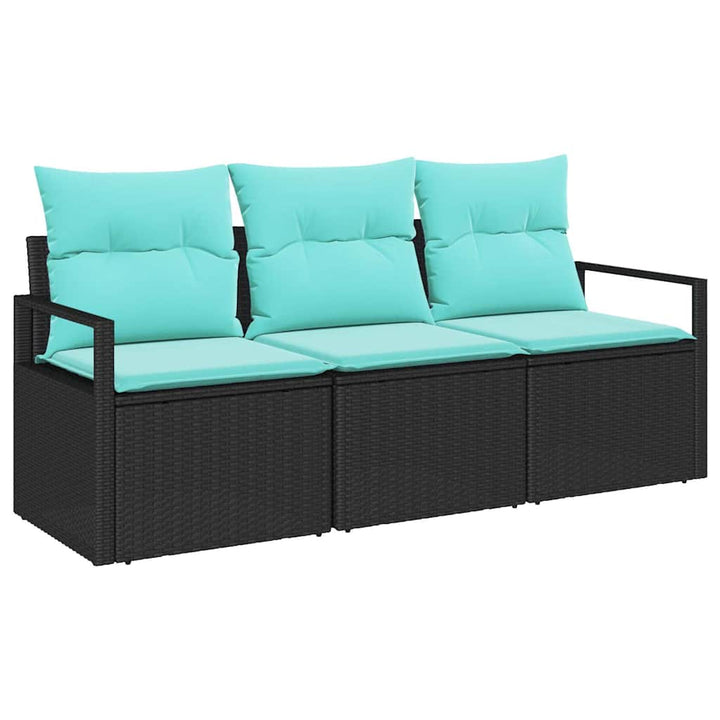 Sofa Sæt 3 pcs Sort polyrattan