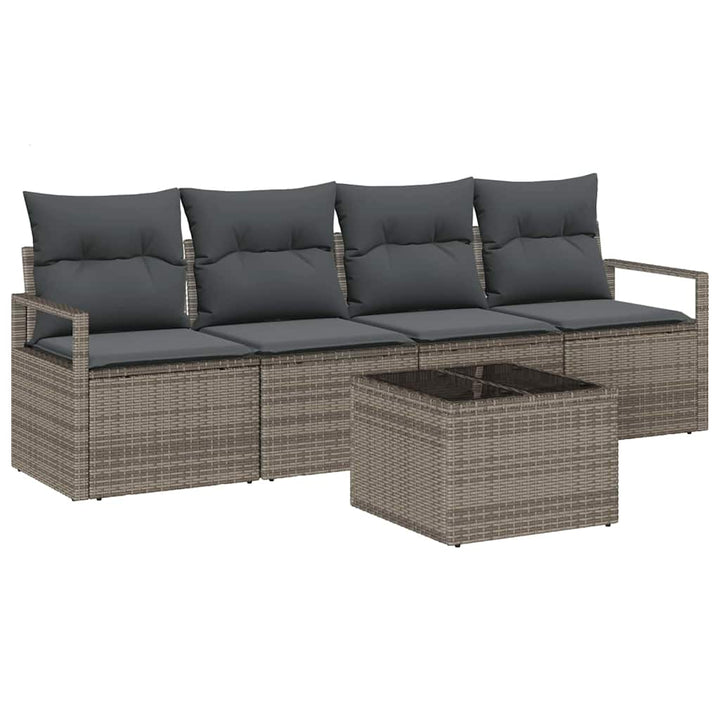 Sofa Sæt med pude 5 pcs Grå polyrattan