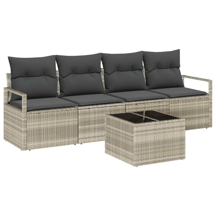 Sofa Sæt 5 pcs Lys grå og Mørk grå polyrattan