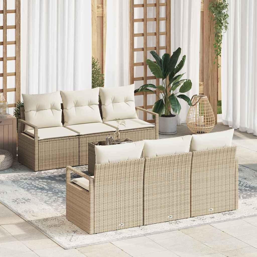 Sofa Sæt med pude 7 pcs Beige og creme polyrattan