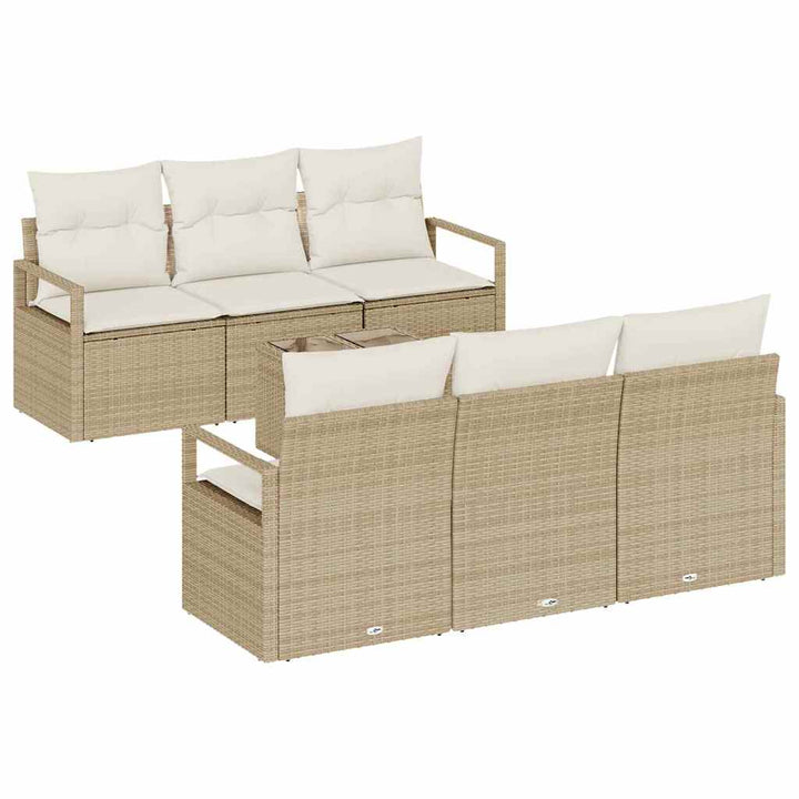 Sofa Sæt med pude 7 pcs Beige og creme polyrattan