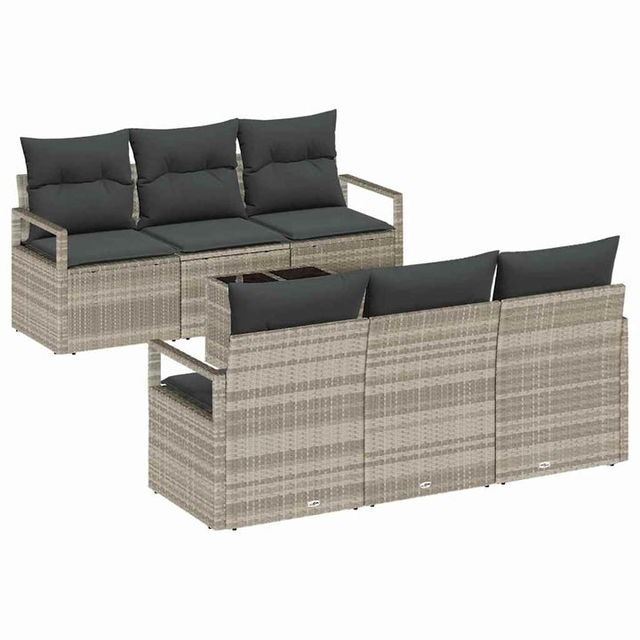 Sofa Sæt med pude 7 pcs Lysegrå polyrattan