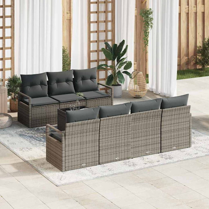 Sofa Sæt med pude 8 pcs Grå polyrattan