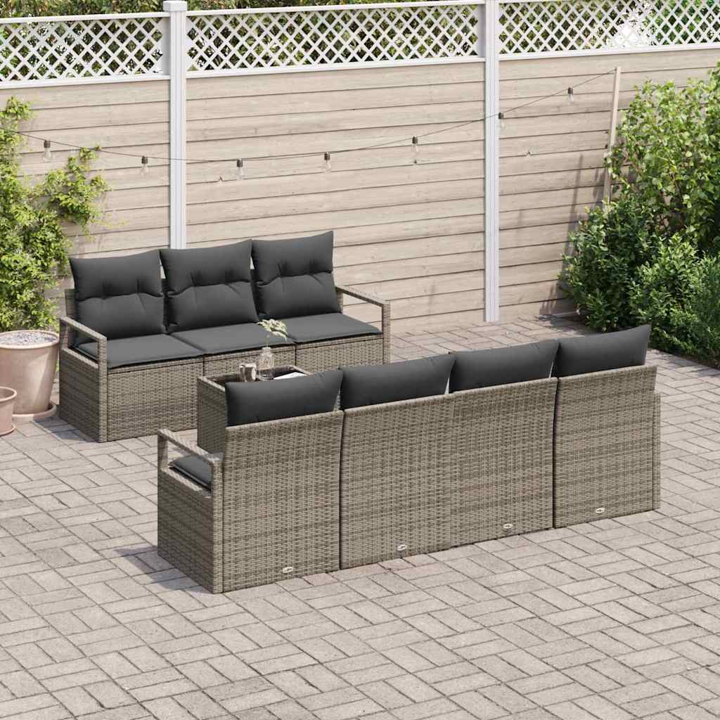 Sofa Sæt med pude 8 pcs Grå polyrattan