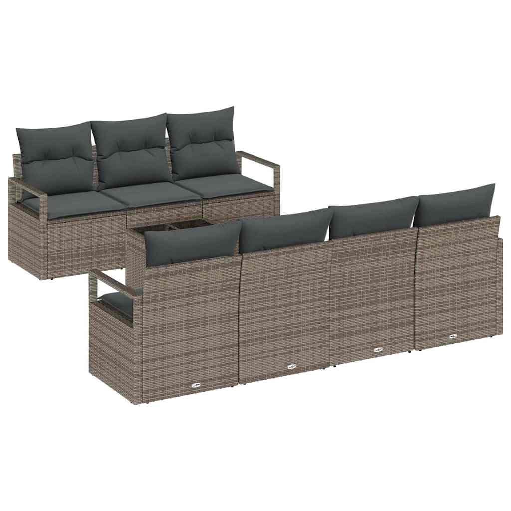 Sofa Sæt med pude 8 pcs Grå polyrattan