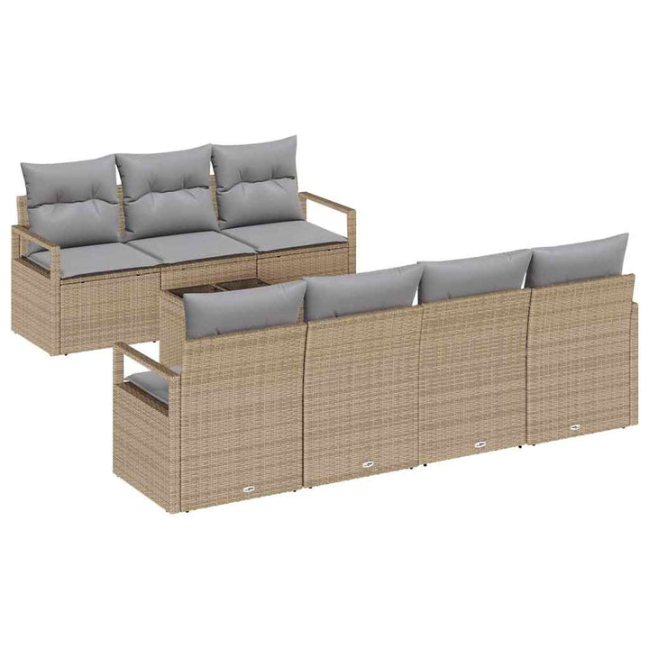 Sofa Sæt med pude 8 pcs Beige og grå polyrattan
