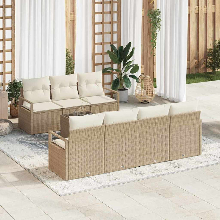 Sofa Sæt med pude 8 pcs Beige og creme polyrattan