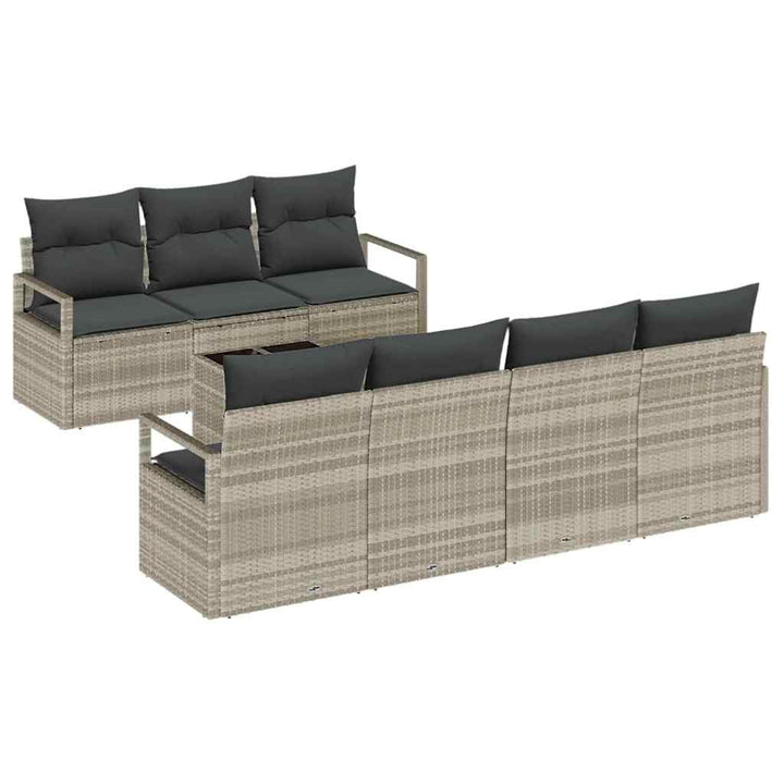 Sofa Sæt med pude 8 pcs Lysegrå polyrattan