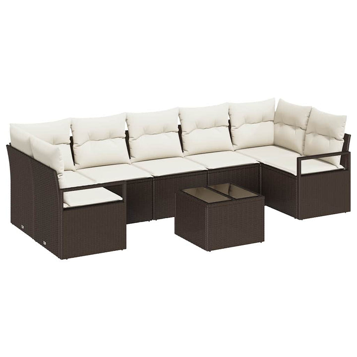 Sofa Sæt 8 pcs Brun og Creme polyrattan
