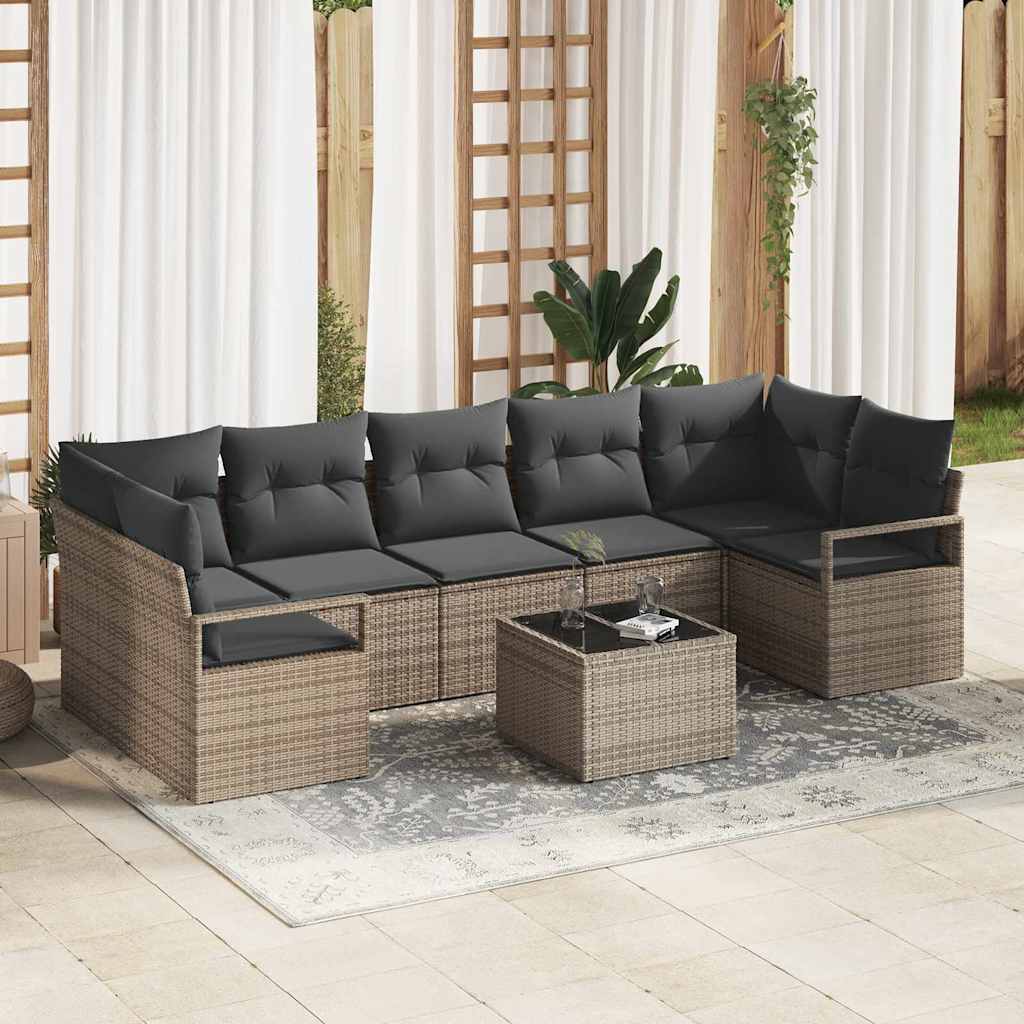 Sofa Sæt 8 pcs Grå polyrattan