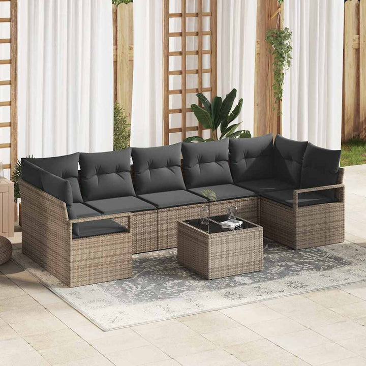 Sofa Sæt 8 pcs Grå polyrattan