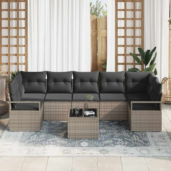 Sofa Sæt 8 pcs Grå polyrattan