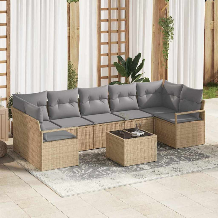 Sofa Sæt 8 pcs Beige og grå polyrattan