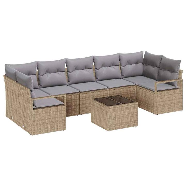 Sofa Sæt 8 pcs Beige og grå polyrattan