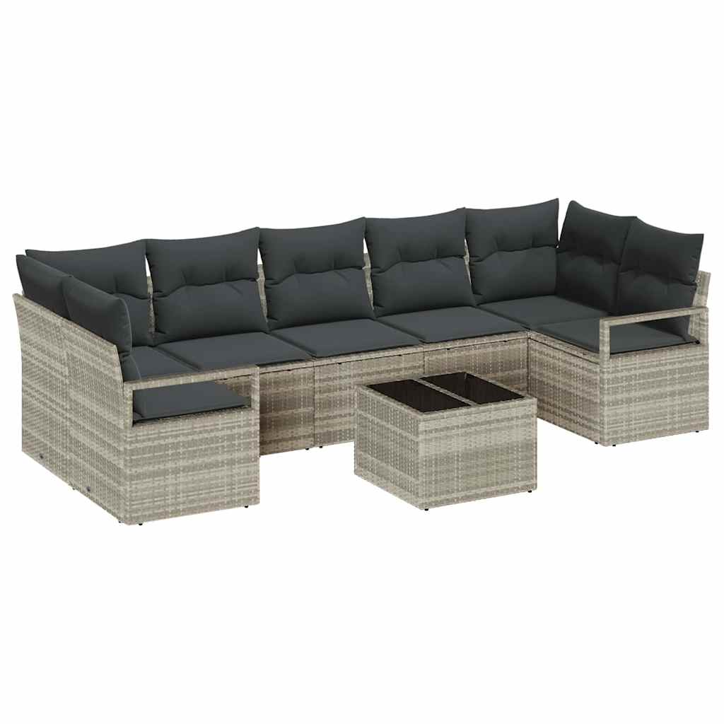 Sofa Sæt 8 pcs Lysegrå og mørkegrå polyrattan