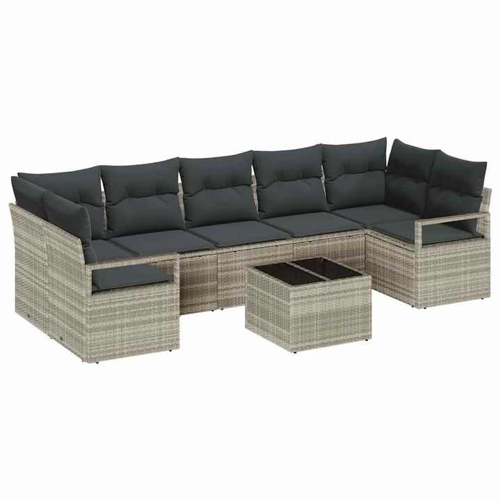Sofa Sæt 8 pcs Lysegrå og mørkegrå polyrattan