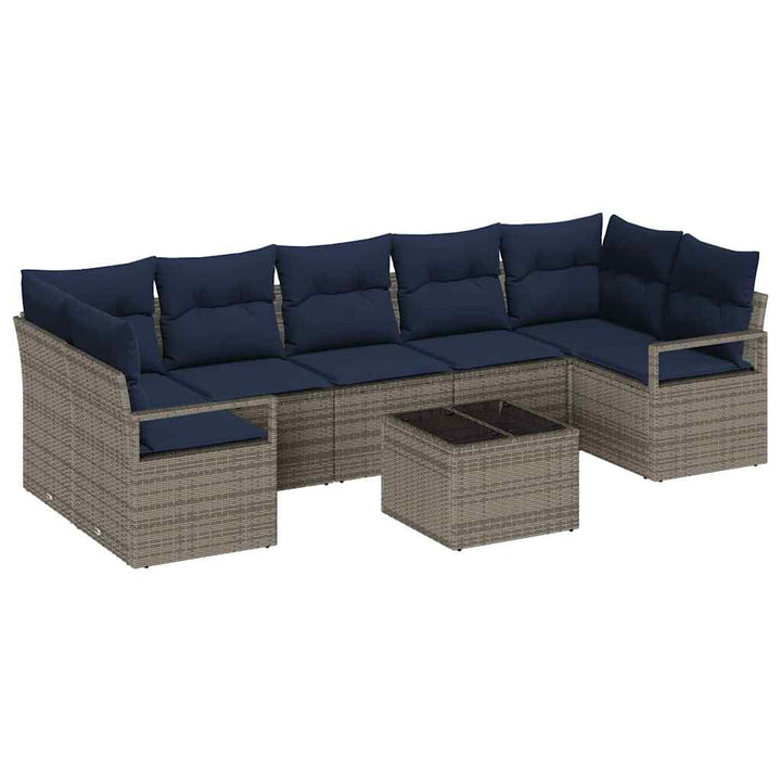 Sofa Sæt 8 stk. 7-Antal sæder Grå polyrattan