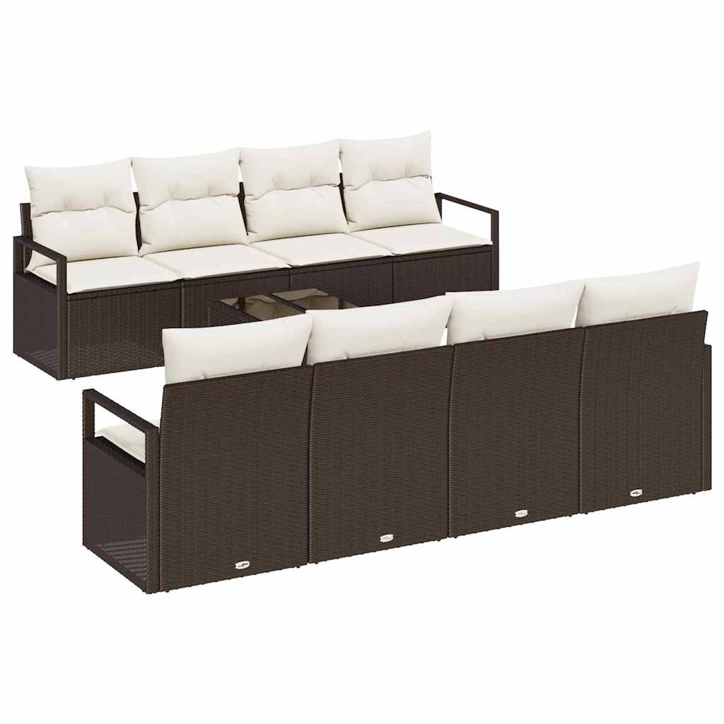 Sofa Sæt med pude 7 pcs Brun og Creme polyrattan