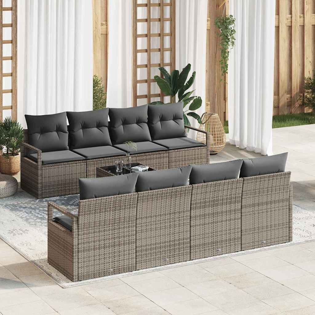 Sofa Sæt med pude 7 pcs Grå polyrattan