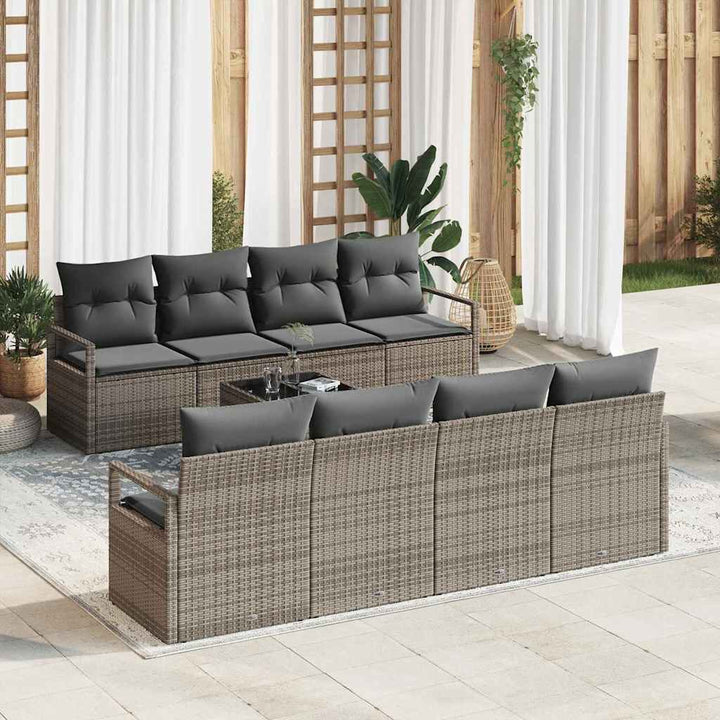 Sofa Sæt med pude 7 pcs Grå polyrattan