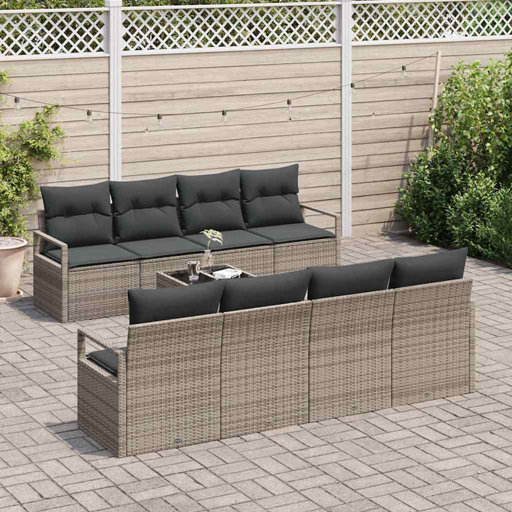 Sofa Sæt med pude 7 pcs Grå polyrattan