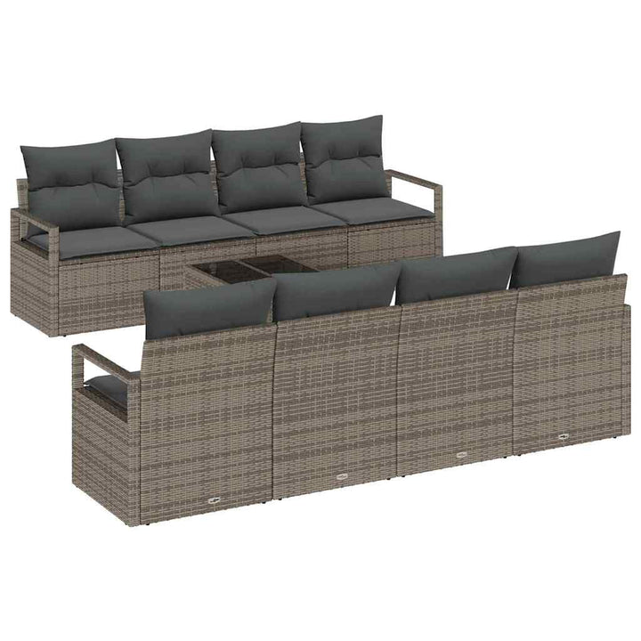 Sofa Sæt med pude 7 pcs Grå polyrattan