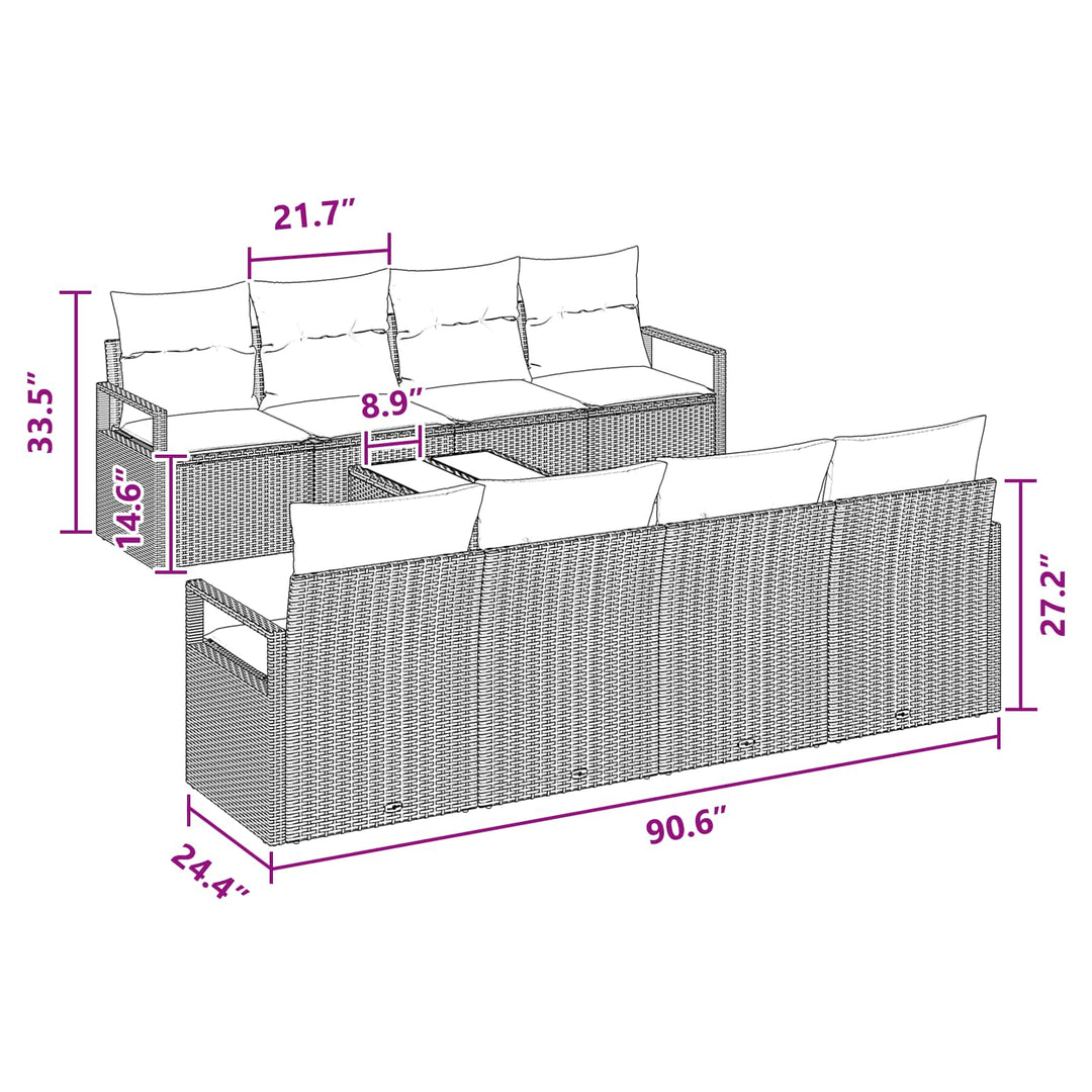 Sofa Sæt med pude 7 pcs Grå og Blå polyrattan