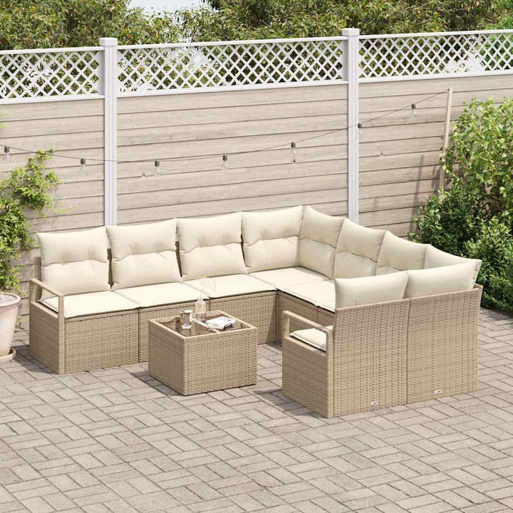 Sofa Sæt med pude 9 pcs Beige og creme polyrattan