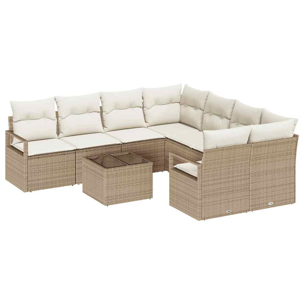 Sofa Sæt med pude 9 pcs Beige og creme polyrattan